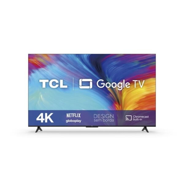 TCL 55P635 front view with bold/colorful display