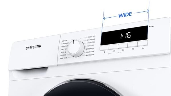 Samsung WW70T3010BS/NQ 7 kg front-load washer front view with LED control panel silver body
