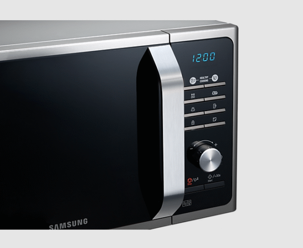 Samsung MS23K3614AW/EF microwave in white, front view with control panel