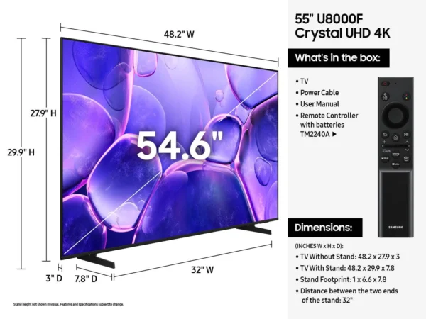 “Samsung UA55U8000FUMTE UHD display showcasing vibrant color and detail”